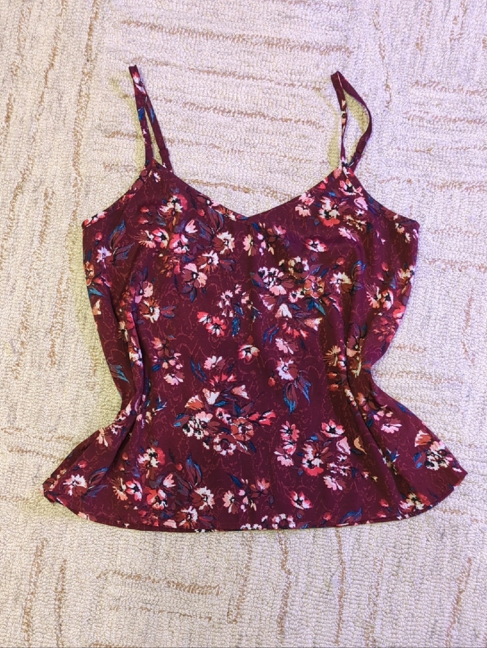 Floral Burgundy Spaghetti Strap Cami Top